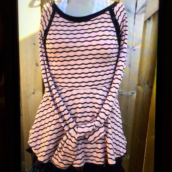 Free people peplum shirt top xs 0 2 striped - Picture 1 of 2